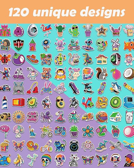 Cool & Trendy Fun Stickers – 120pcs | Easy Peel, Waterproof, No Residue | for Teens & Adults, Laptops, Skateboards, Water Bottles & Suitcases
