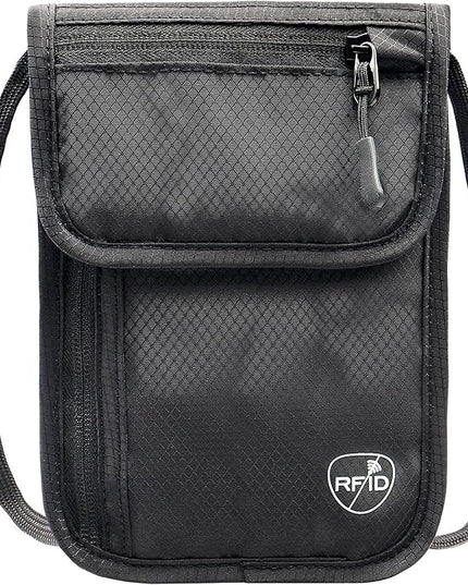SUPACOOL Passport Holder Bag, Travel Wallet for Men Women Family, Card Holder Organizer, RFID Blocking, Neck Wallet, Hidden Neck Pouch for Travel(Black)
