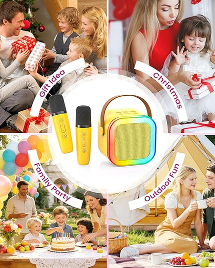 Karaoke Machine for Kids Adults, Portable Bluetooth Speaker with 2 Wireless Karaoke Microphones, 2026 TOP Birthday for Girls 3,4,5,6,8+Year Old Toddler Toys Karaoke Player(Yellow)
