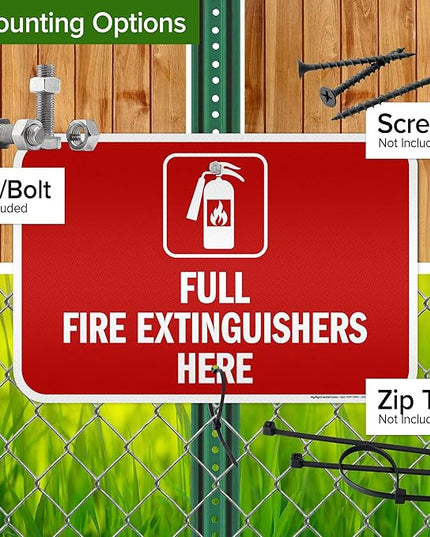 Full Fire Extinguishers Here Sign, 12x18 Inches, 3M EGP Reflective .063 Aluminum, Fade Resistant, Made in USA by My Sign Center