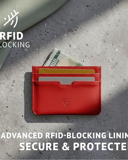 Vaultskin MOORGATE Slim Card Holder - Minimalist Leather Wallet, RFID Blocking Sleeve, Fits Front Pocket, for Men and Women