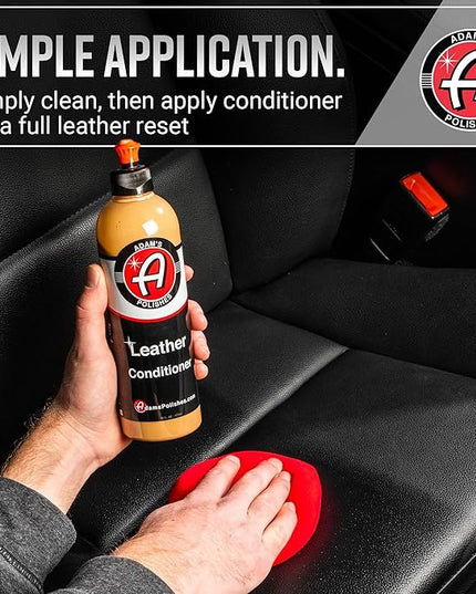 Adam's Polishes Leather Care Kit - Leather Cleaner & Conditioner Car Cleaning Supplies | UV Protection for Interior Accessories Steering Wheel Seat Dash Vinyl Shoe Polish Jacket