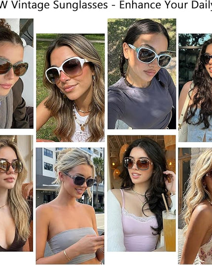 SIPHEW Polarized Sunglasses for Women | Vintage Square Sunglasses w UV400 Protection | Womens Wraparound Shade