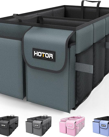 HOTOR Trunk Organizer for Car - Car Organizer, Foldable Trunk organizer for SUVs & Sedans, Sturdy Car Organization for Car Accessories, Tools, Sundries, Deep Teal, 2 Compartments, 21.3"×12.6"×10.6"