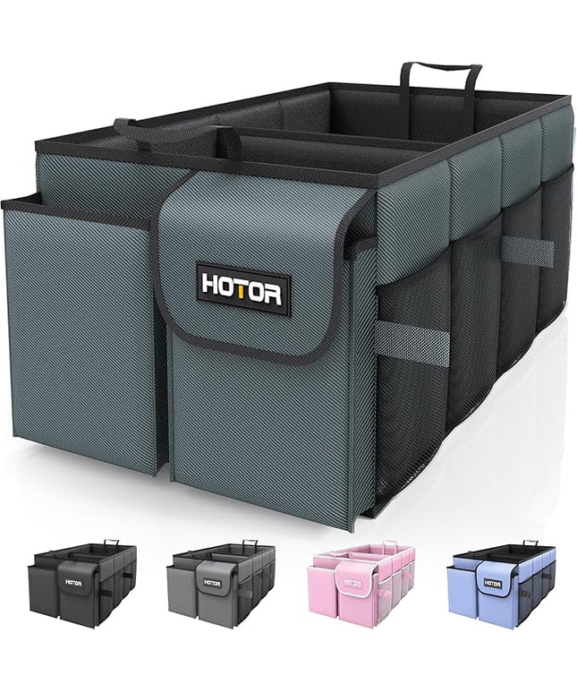 HOTOR Trunk Organizer for Car - Car Organizer, Foldable Trunk organizer for SUVs & Sedans, Sturdy Car Organization for Car Accessories, Tools, Sundries, Deep Teal, 2 Compartments, 21.3"×12.6"×10.6"