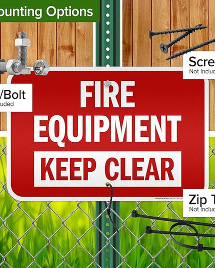 Fire Equipment Keep Clear Sign, 12x18 Inches, 3M EGP Reflective .063 Aluminum, Fade Resistant, Made in USA by My Sign Center