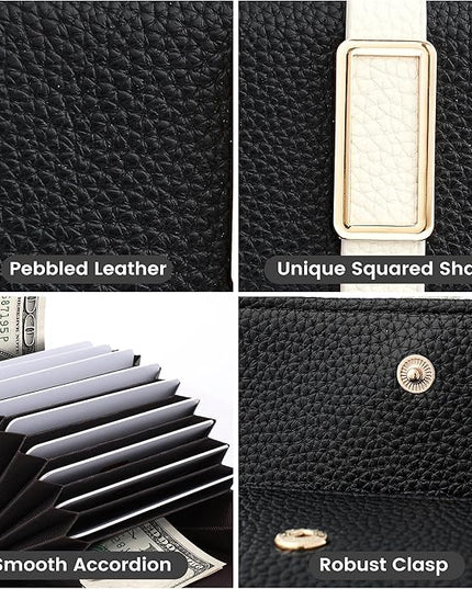 Pomelo Best Credit Card Holder RFID Wallet for Women, Small Leather Zipper Card Case with With 11 Card Slots Black