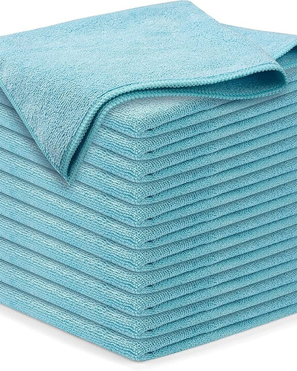 USANOOKS Microfiber Cleaning Cloth - Turq - 12Pcs (12.5x12.5 inch) High Performance - 1200 Washes, Ultra Absorbent Car Towel Traps Grime & Liquid for Streak-Free Mirror Shine - car Washing Cloth