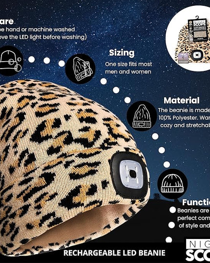 Night Scope Classic Rechargeable LED Warm Knit Beanie Head Light Hat Headlamp for Outdoor Activities