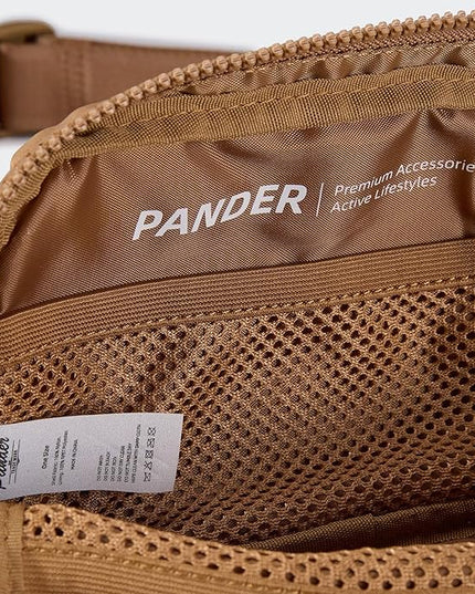 Pander Two Way Zipper Fanny Pack Nylon Everywhere Belt Bag for Women, Water Repellent Waist Packs, Crossbody Bags with Adjustable Strap (Caramel Brown).