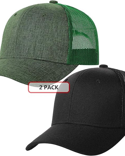 TSSGBL 2 Pack Snapback Trucker Baseball Hats Mesh Back Adjustable Blank Ball Caps for Men Women