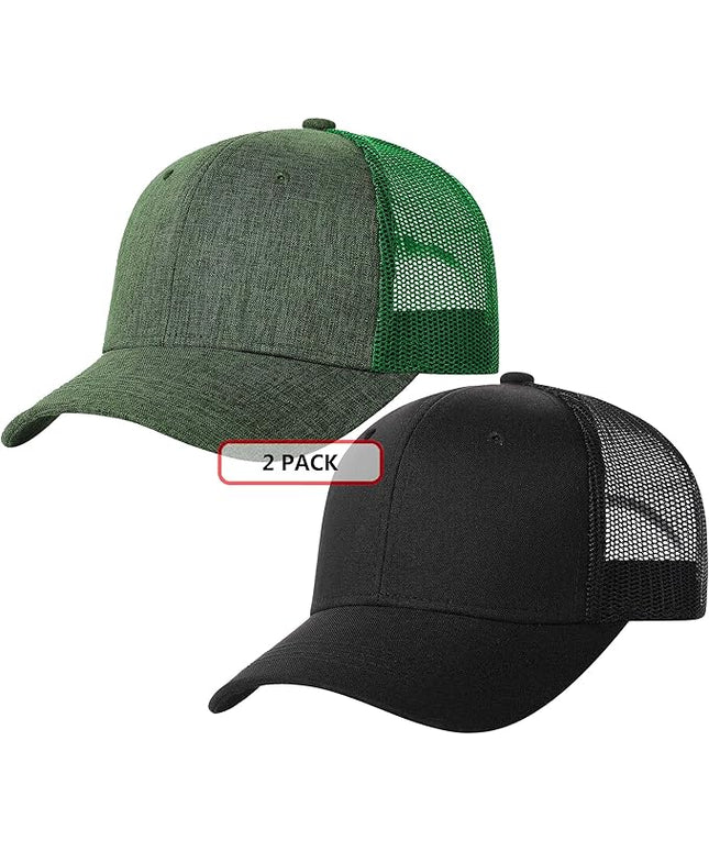 TSSGBL 2 Pack Snapback Trucker Baseball Hats Mesh Back Adjustable Blank Ball Caps for Men Women
