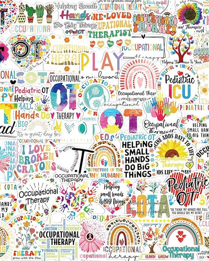 Occupational Therapy Stickers for Adults - 100 Pcs Occupational Therapist Water Bottle Stickers for Therapists Teens, OT Waterproof Scrapbook Sticker, Vinyl Decals for Laptop Journal, OT Gifts