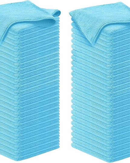 USANOOKS Microfiber Cleaning Cloth - Turq - 100Pcs (12.5x12.5 inch) High Performance - 1200 Washes, Ultra Absorbent Car Towel Traps Grime & Liquid for Streak-Free Mirror Shine - car Washing Cloth