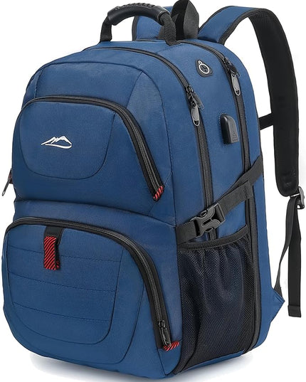 ProEtrade Travel Backpack, Extra Large Laptop Backpack School Business Anti Theft TSA Approved College Work Computer Bag Fits 17 Inch Laptop with USB Charging Port Bookbag for Women Men(Blue)