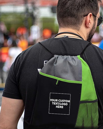 DISCOUNT PROMOS Custom Non-Woven Drawstring Backpacks Set of 10/50/100, Personalized Bulk Pack