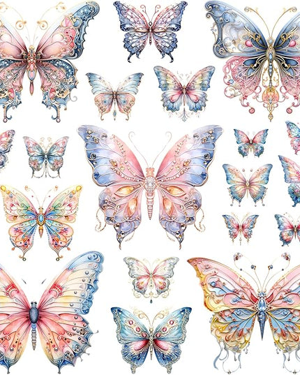 XERE 400 Pcs Butterflies Flora and Fauna Scrapbook Stickers Set for Scrapbooking and Journaling Notebooks, Junk Journal Supplies, Sketchbook, Bookmark Making, Planner Sticker
