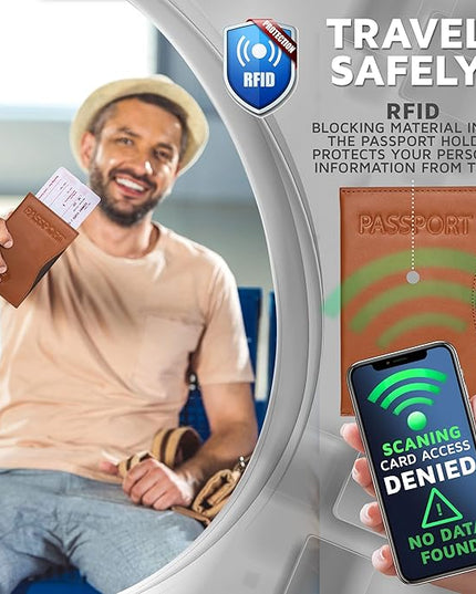 Alban RFID Passport Holder Women Men RFID Blocking Travel Passport Wallet Case Genuine Leather Passport Cover porta pasaporte