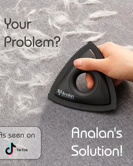 Analan Mini Pet Hair Remover for Car Detailing Supplies, Carpet Dog Hair Remover for Car Interior, Triangle Dog Hair Remover for Auto Detailing, Couch, Furniture, Lint, Carpet (Jet Black)