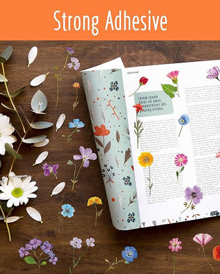 330+ PCS Natural Flower Stickers, Self-Adhesive PVC Nature Floral Stickers for Scrapbook, Laptop, Journal, DIY Project, Spring Themed Party Decors
