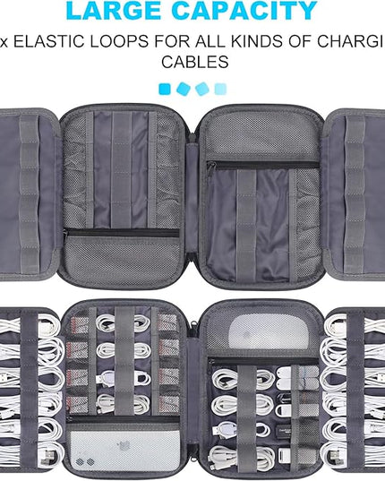 Lacdo Cord Organizer Travel, Cable Organizer Bag Case, Portable Electronics Organizer travel Case, 6 Layer Large Capacity Charging Cords Storage organizer for Cables, SD Card, Travel Essentials, Gray