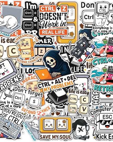 20 PCS Keyboard Humor Stickers Pack – Funny Computer Key Waterproof Vinyl Decals for Laptops, Notebooks, Water Bottles