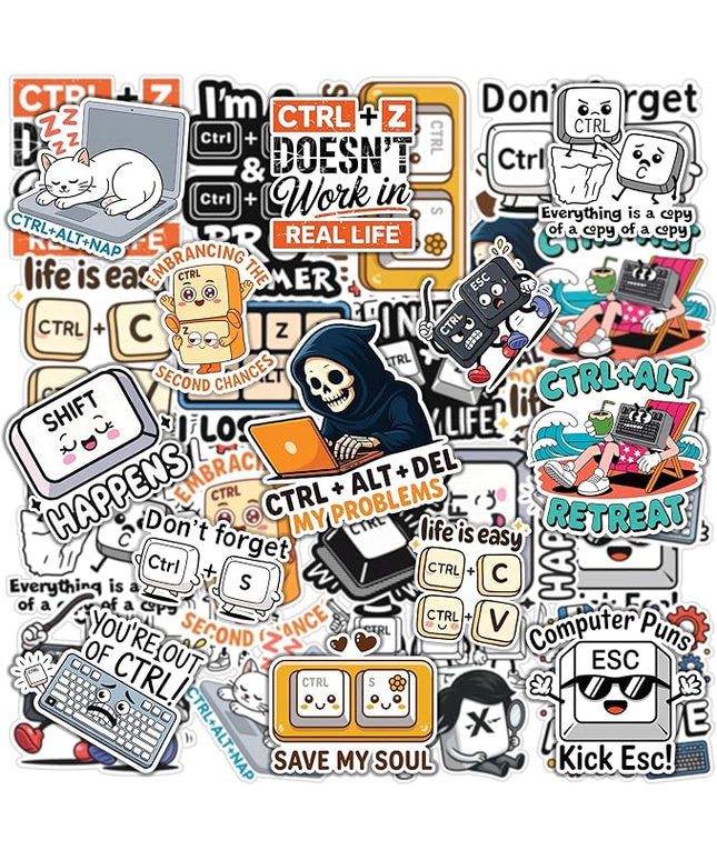 20 PCS Keyboard Humor Stickers Pack – Funny Computer Key Waterproof Vinyl Decals for Laptops, Notebooks, Water Bottles
