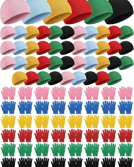 Tarpop 96 Pcs Winter Beanies and Gloves Bulk, Cold Weather Unisex Winter Hat and Gloves for Homeless Men Women