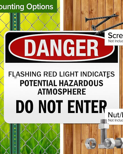 Danger Flashing Red Light Indicates Potential Hazardous Atmosphere Do Not Enter Sign, 24x30 Inches, 3M EGP Reflective .080 Aluminum, Fade Resistant, Made in USA by My Sign Center