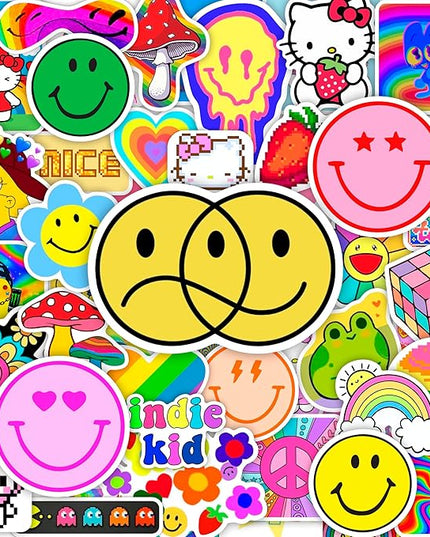 BulbaCraft BulbaCraft 100Pcs Indie Stickers Aesthetic, Kidcore Stickers, 90s & 2000s Laptop Decals, Y2K Decals, Indie Stuff, Gifts for Women & Men