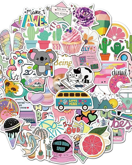 Girl's Black and White Stickers Pack 50 PCS Waterproof Water Bottle Laptop Skateboard Phone Computer Stickers for Teens Kids