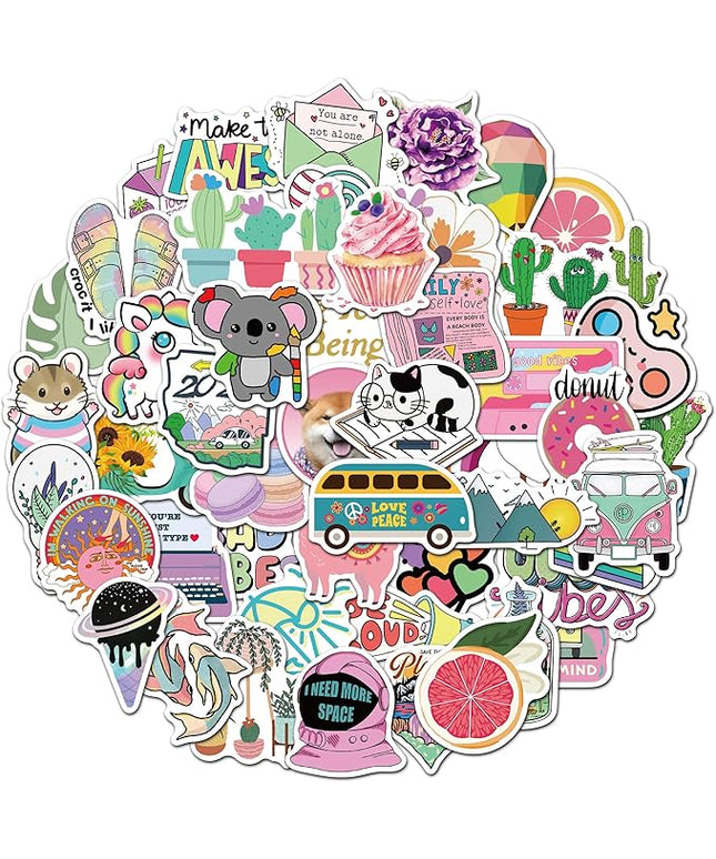 Girl's Black and White Stickers Pack 50 PCS Waterproof Water Bottle Laptop Skateboard Phone Computer Stickers for Teens Kids