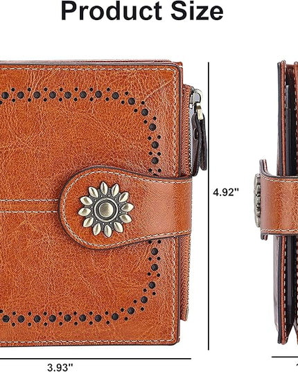 Lavemi Womens Leather Wallet Small Compact RFID Blocking Credit Card Case Purse with Zipper Pocket | Small, Compact, RFID Blocking, Zipper Pocket, Small, Compact