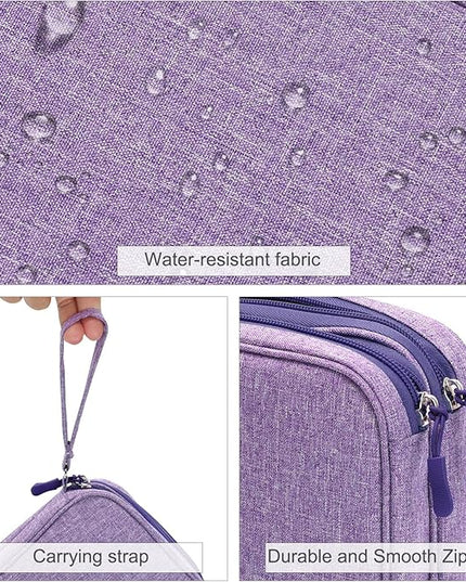 FYY Electronic Organizer, Large Travel Cable Organizer Bag Pouch Electronic Accessories Carry Case Portable Waterproof Double Layers All-in-One Storage Bag for Cable, Cord, Charger, Dark Purple