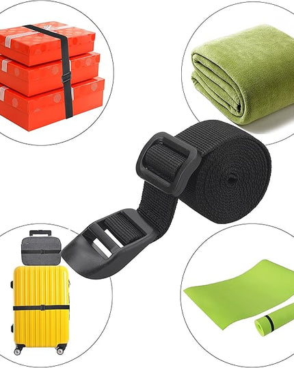 Wisdompro Sleeping Bag Strap, 2 Pack of Heavy Duty Utility Straps for Backpacking, Sleeping Bag Compression, Luggage, Camping, Hiking with Plastic Buckle - 68 inch, Black