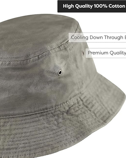 The Hat Depot Bucket Hat - Unisex 100% Cotton & Denim UPF 50 Packable Summer Travel Beach Sun Hat