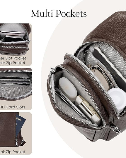 befen Genuine Leather Small Sling Bag for Women Anti-Theft Crossbody Chest Bags Fanny Packs for Travel with RFID Card Slots