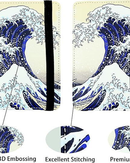 Ink Waves Passport Holder for Women and Men PU Leather Passport Cover for Travel