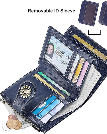 Lavemi Womens Leather Wallet Small Compact RFID Blocking Credit Card Case Purse with Zipper Pocket | Small, Compact, RFID Blocking, Zipper Pocket, Small, Compact