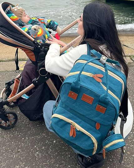 BosiBozi Baby Diaper Bag Backpack, Waterproof & Multi-Functional Baby Bag for Moms Dads, Travel Diaper Bag with Insulated Pockets & Pacifier Case