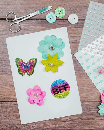StickerBeans® Rhinestone Stickers – Whimsical 4-Pack, 2” x 2” Unique Sparkly Cut-to-Shape for Collecting, Trading, Decorating Laptops, Phone Cases, Scrapbooks, Kids, Teens, & Adults