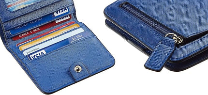 Toughergun Women’s Small Slim Leather Wallet with RFID Protection, Compact Bifold Mini Purse with Clear ID Window