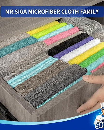 MR.SIGA Microfiber Cleaning Cloths, All-Purpose Microfiber Towels, Streak Free Cleaning Rags, Pack of 12, Purple, Size 32 x 32 cm(12.6 x 12.6 inch)