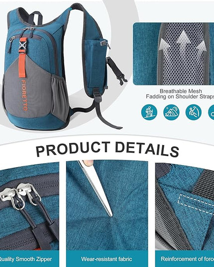 FIORETTO 10L Hiking Backpack for Women Men Mini Packable Backpack Lightweight Small Daypack for Camping Travel Outdoor, Turquoise