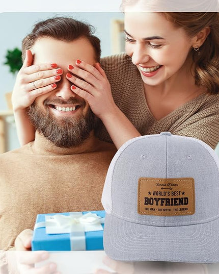 VIOZOFA Men's Hat Gifts - Men Cap Gifts for Christmas Father's Day Birthday Trucker Hat Leather Pattern Baseball Cap