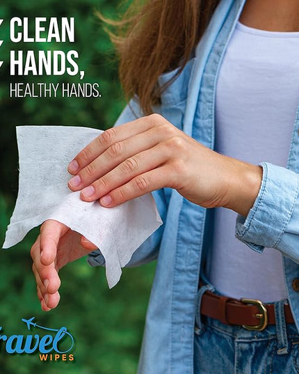Hand Sanitizing Travel Wipes – 30ct Individually Wrapped | Fragrance-Free, Moisturizing, 70% Isopropyl Alcohol Wipes | Travel, Home, Office, Daily Use | Made in USA