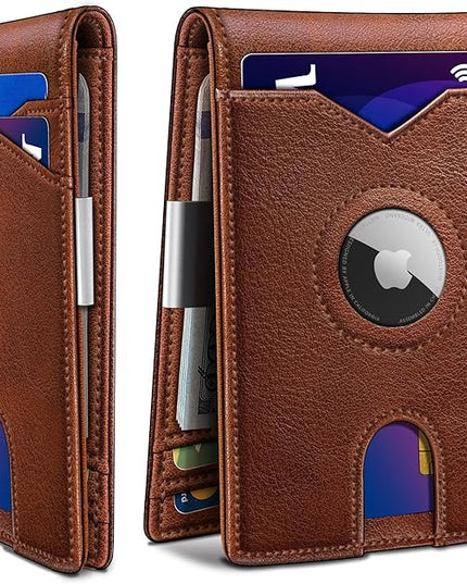 miyozi Airtag Wallet for Men,with Money Clip 11 Cards Slim Front Pocket Leather RFID Blocking Wallet with Gift Box