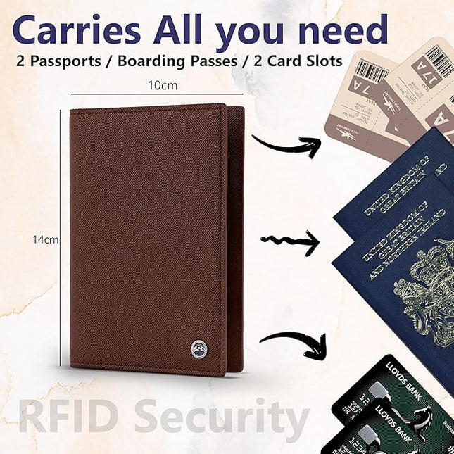 2 Passport Holder - Travel Essentials, RFID Blocking Wallet Credit Card Organiser, Plain Accessories Slim Cover For Men & Women | Travel Essentials, RFID Blocking, Wallet, Accessories, Slim Cover