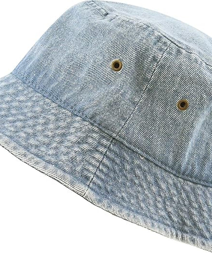 The Hat Depot Bucket Hat - Unisex 100% Cotton & Denim UPF 50 Packable Summer Travel Beach Sun Hat