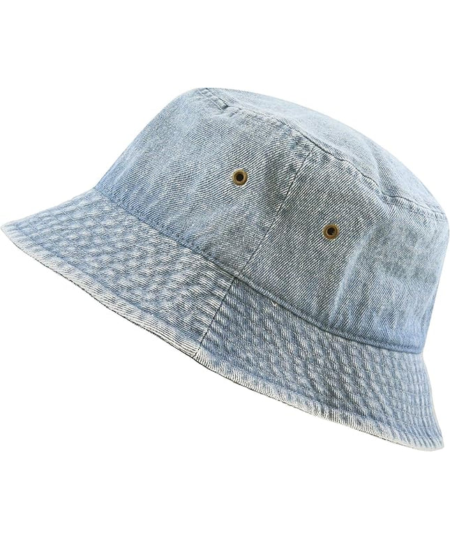The Hat Depot Bucket Hat - Unisex 100% Cotton & Denim UPF 50 Packable Summer Travel Beach Sun Hat